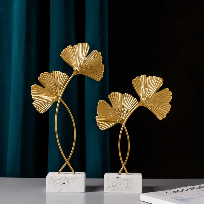 Creative Golden Leaf Figurines